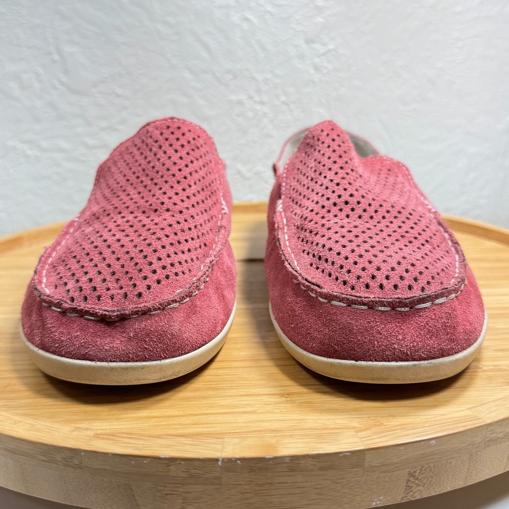 Olukai Nohea Perf Loafer 8.5 Maroon Suede Leather Slip On Perforated Foldable - Picture 6 of 9